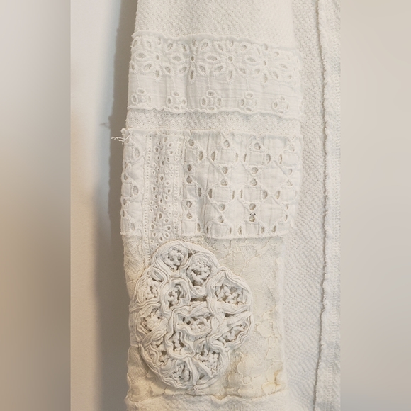 Free People Waffle Top Shirt Lace Medium - Picture 3 of 6